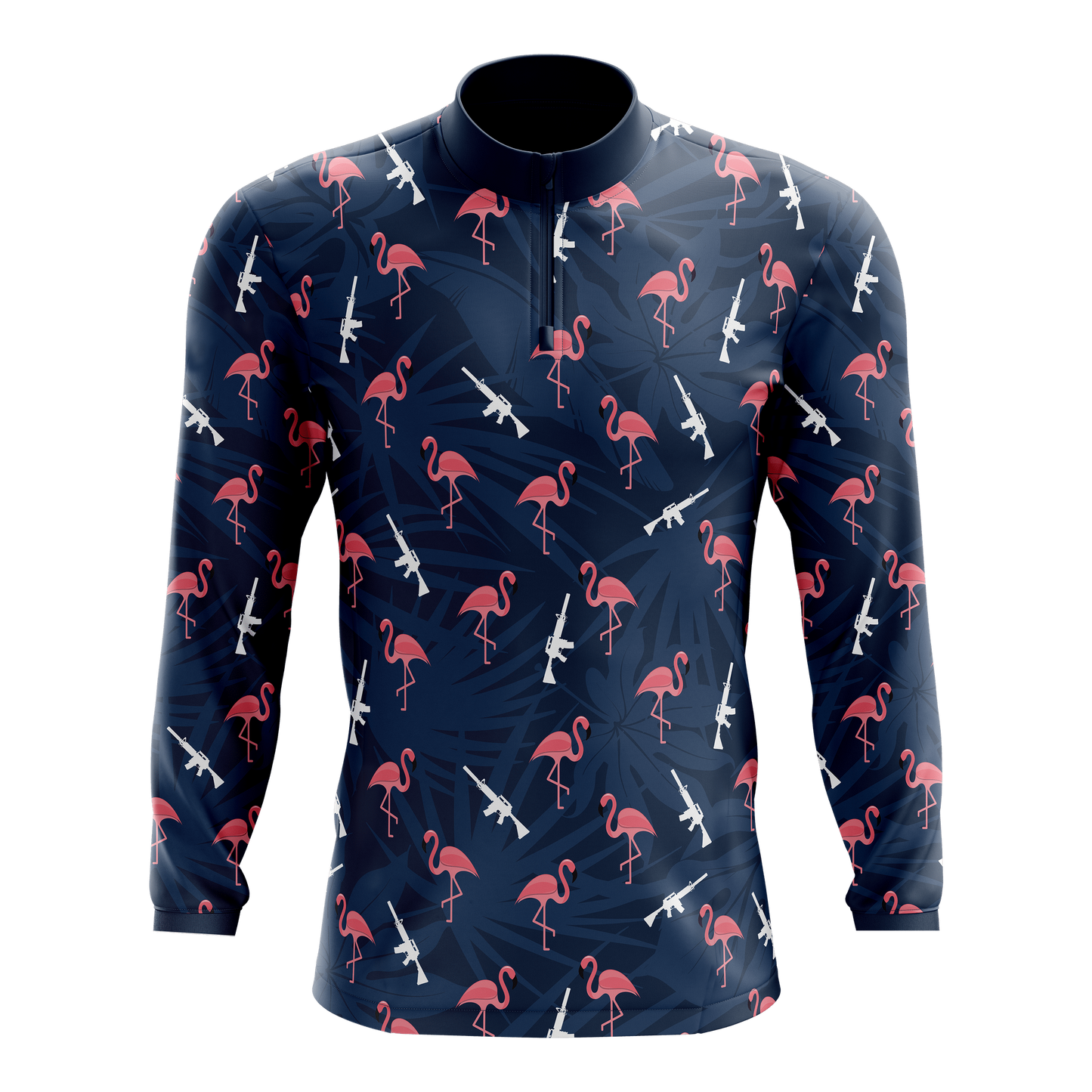 Armed Flamingos Men's Quarter Zip Pullover- Clearance