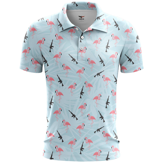 Armed Flamingos Golf Polo Shirt
