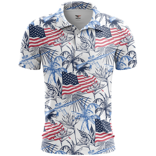 Jungle Flag Patriotic Golf Polo Shirt