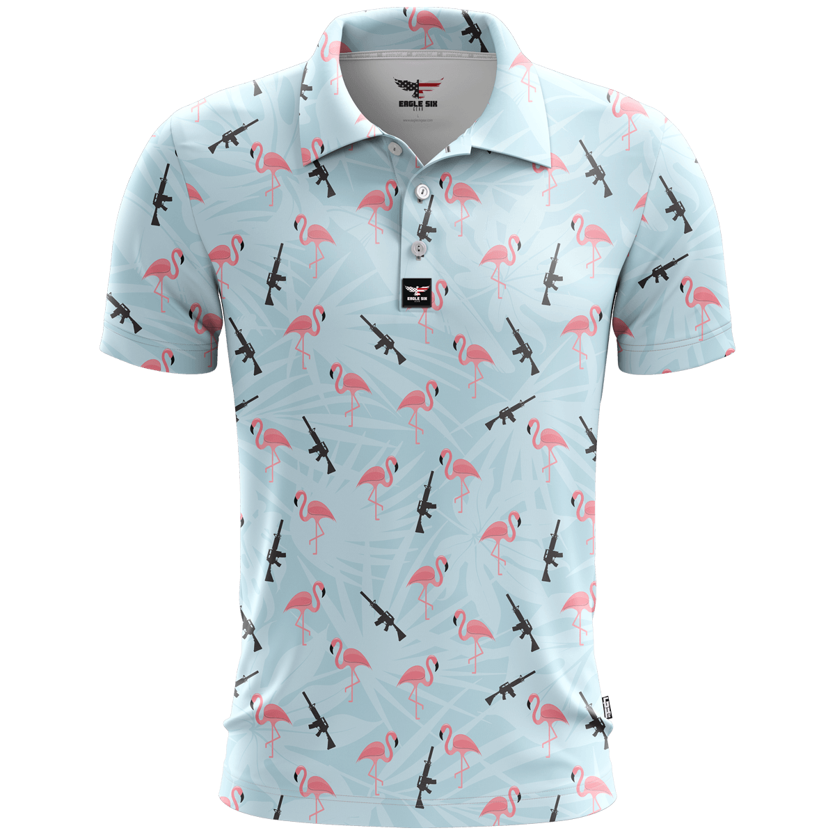 Armed Flamingos Golf Polo Shirt