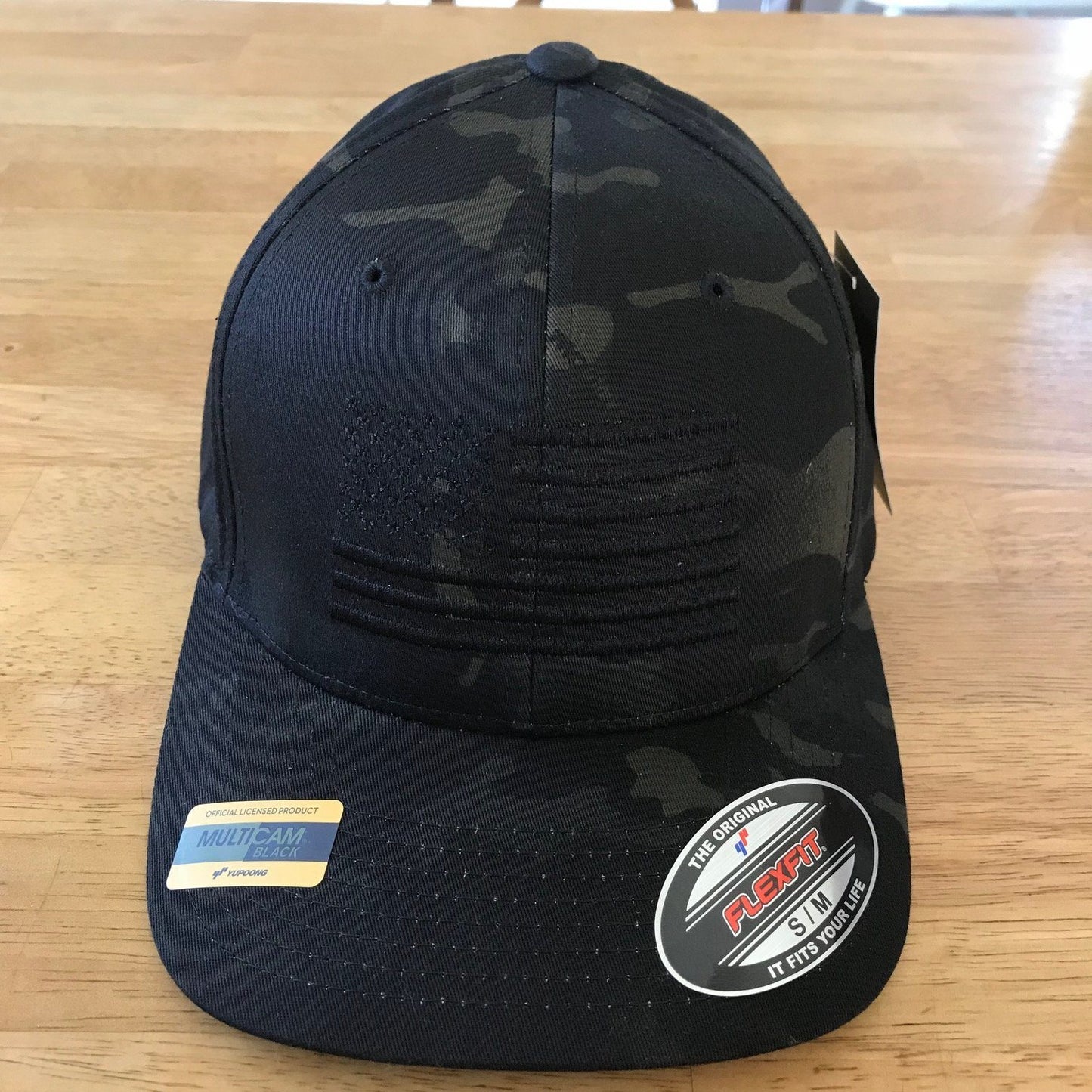 American Flag Blackout Flexfit Black Multicam Hat