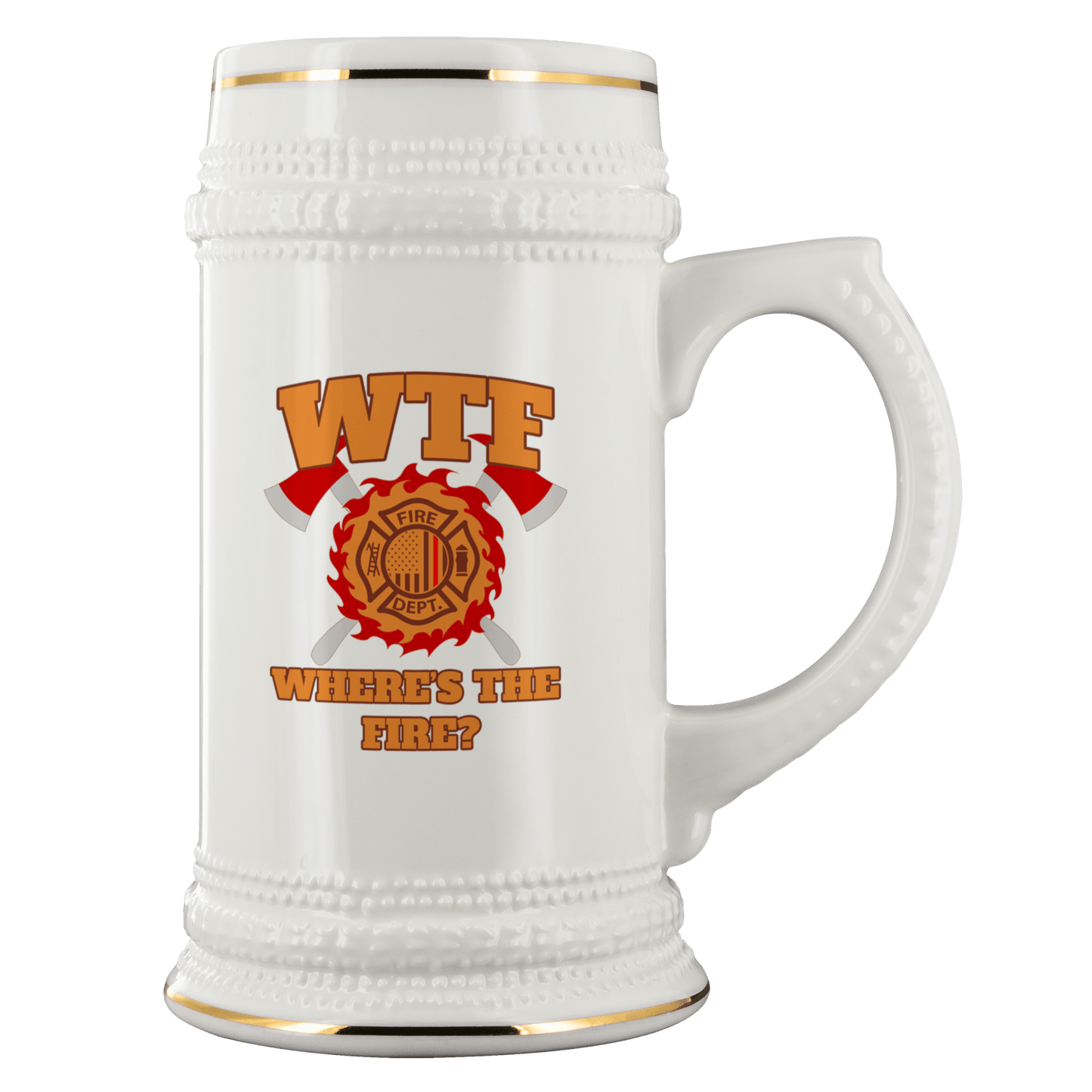 Where's the Fire (WTF) Firefighter 22 oz. Ceramic Beer Stein