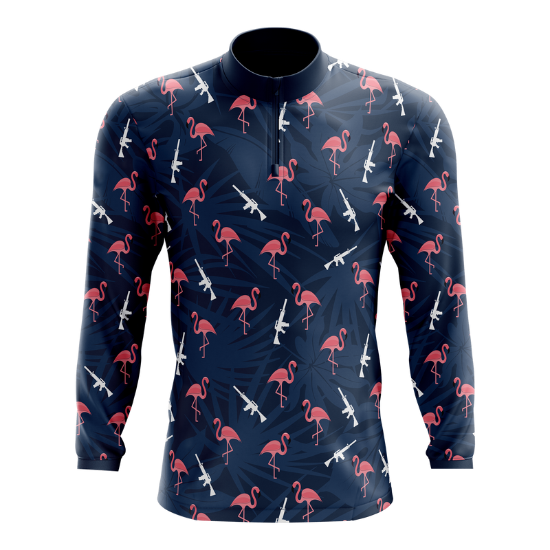 Armed Flamingos Men's Quarter Zip Pullover- Clearance