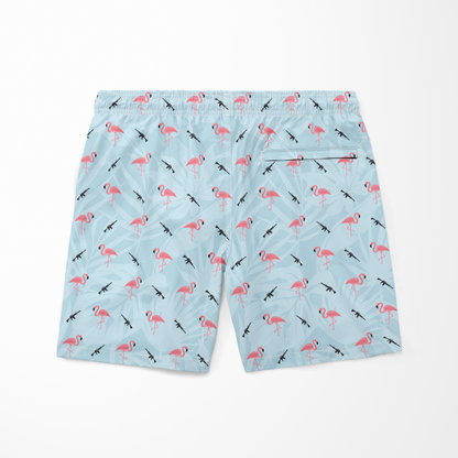 Armed Flamingos Swim Trunks