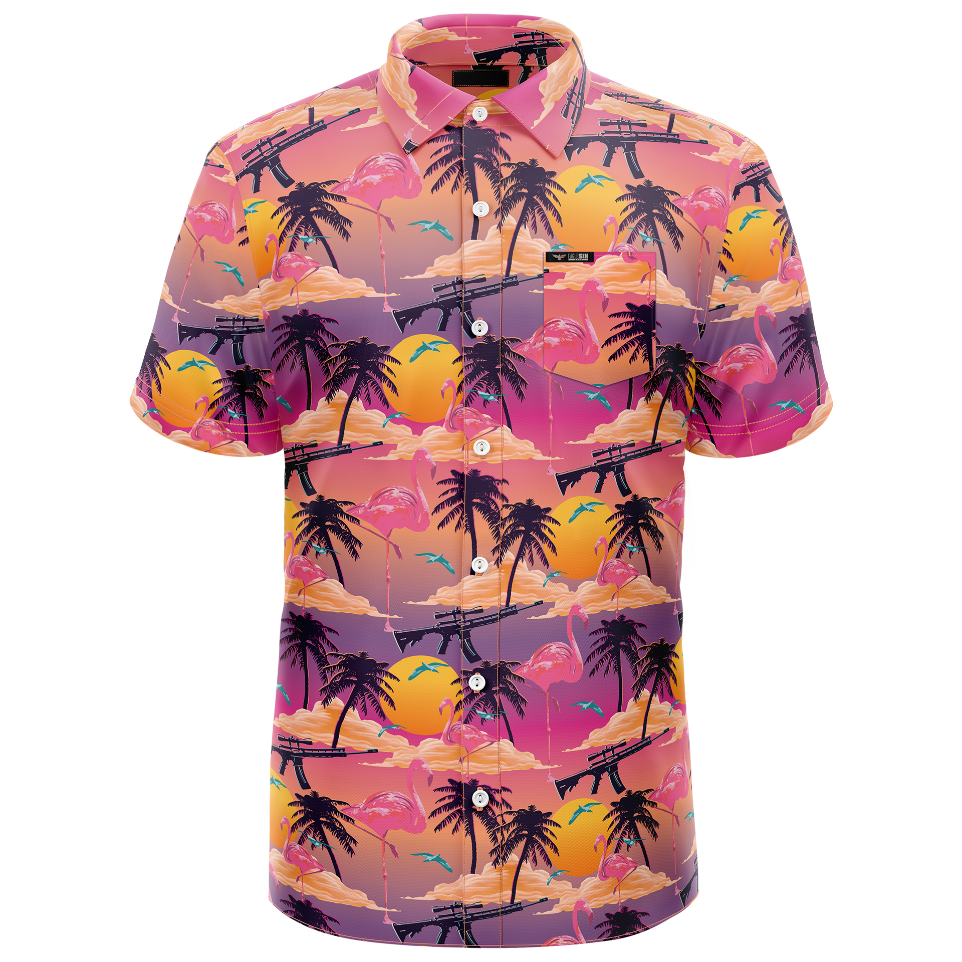 Flamingo Sunset Button Down Shirt – Eagle Six Gear
