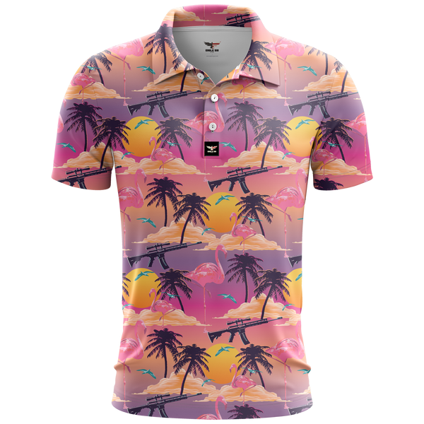 Flamingo Sunset Golf Polo Shirt