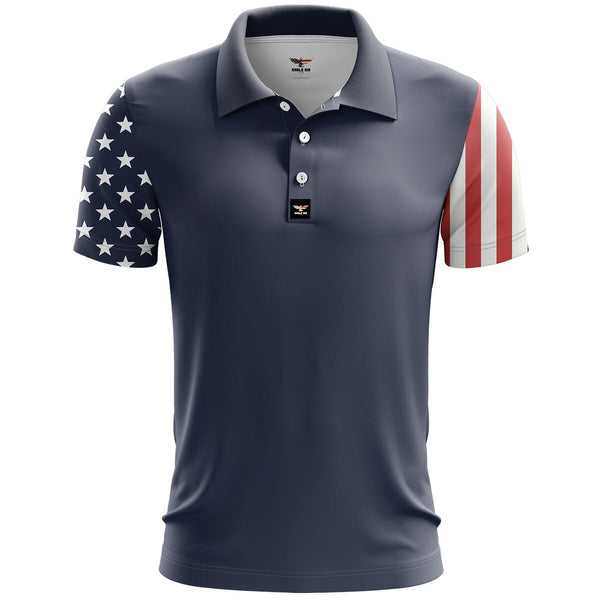 US Flag Patriotic Golf Polo Shirt