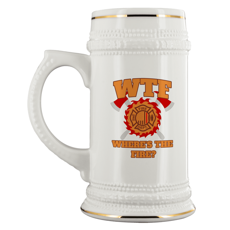 Where's the Fire (WTF) Firefighter 22 oz. Ceramic Beer Stein