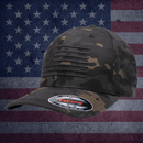 American Flag Blackout Flexfit Black Multicam Hat