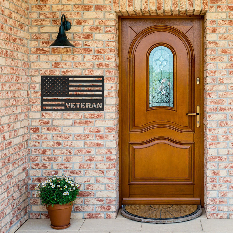 American Veteran Flag Die-cut Metal Sign