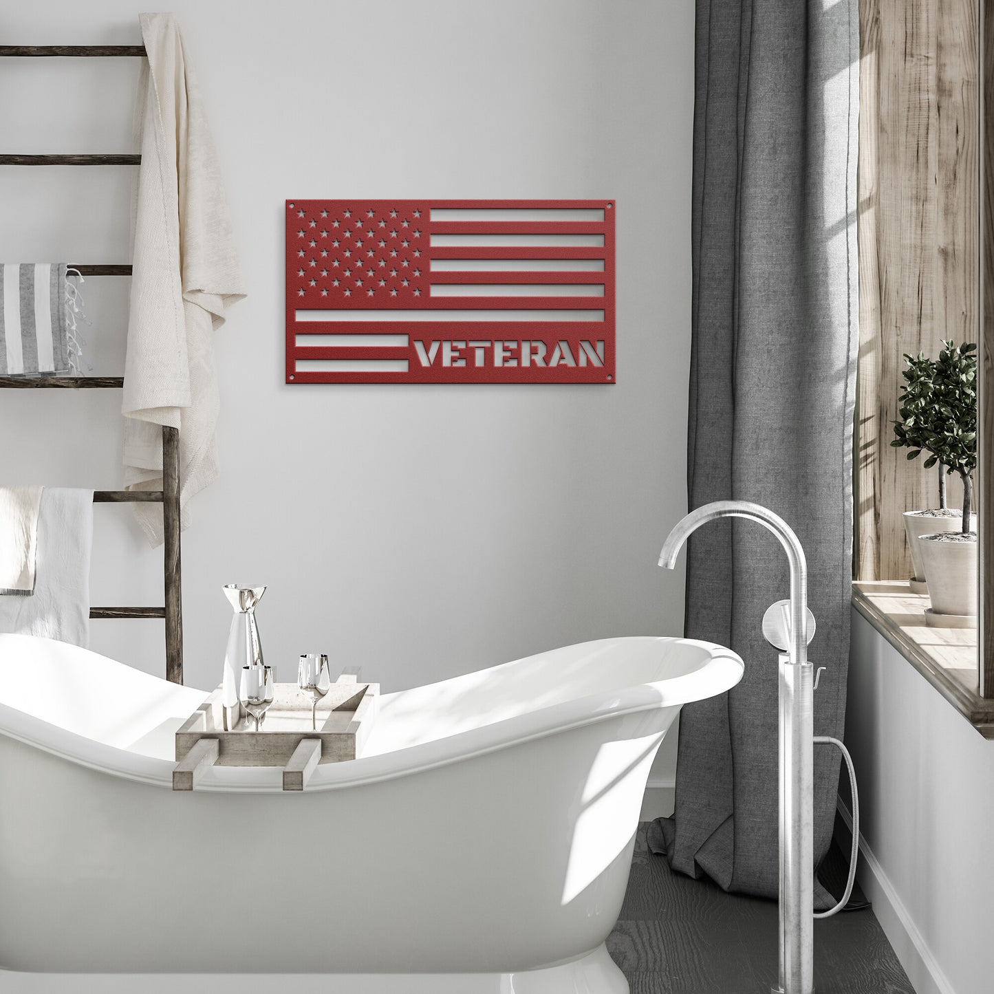 American Veteran Flag Die-cut Metal Sign