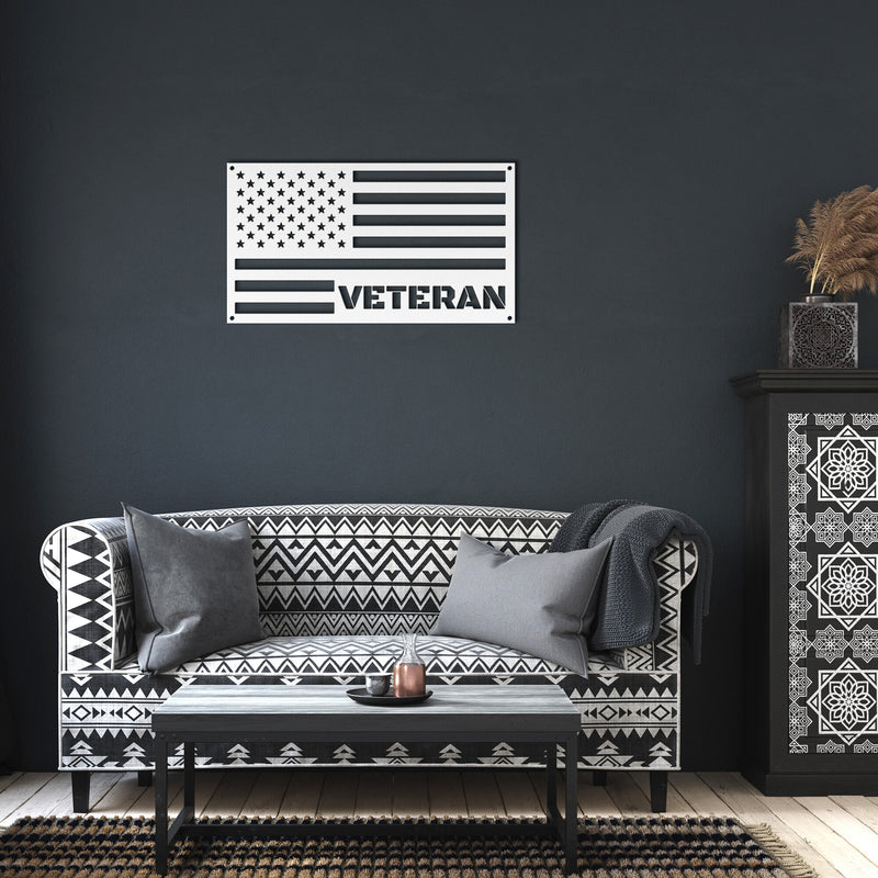 American Veteran Flag Die-cut Metal Sign
