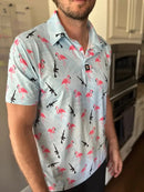 Armed Flamingos Golf Polo Shirt