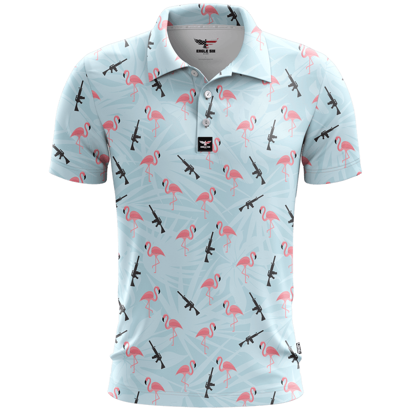 Armed Flamingos Golf Polo Shirt