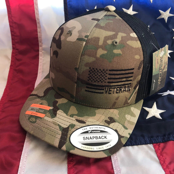 The Veteran Side Flag Multicam Snapback Hat