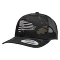 Rugged American Flag Black Multicam Snapback Trucker Hat