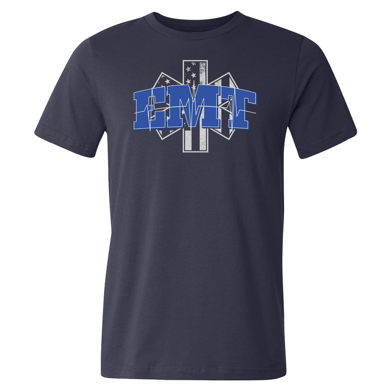 Star of Life EKG Heartbeat Line EMT T-shirt