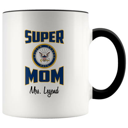 Personalized Super Navy Mom 11oz Mug